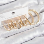 Pirinç Halka Model Gold Renk Kadın Set Küpe