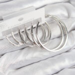 Pirinç Halka Model Gümüş Renk Kadın Set Küpe