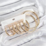 Pirinç Halka Model Gold Renk Kadın Set Küpe