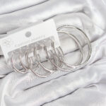 Pirinç Halka Model Gümüş Renk Kadın Set Küpe