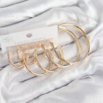 Pirinç Halka Model Gold Renk Kadın Set Küpe