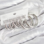 Pirinç Halka Model Gümüş Renk Kadın Set Küpe