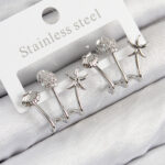 Pirinç Zirkon Taşlı Deniz Yıldızı ve İstiridye Model Gümüş Renk Kadın Küpe