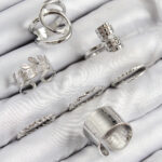 Pirinç Yaprak Model Gümüş Renk Kadın Yüzük Kombin Set