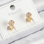 Pirinç Zirkon Taşlı Dondurma Model Gold Renk Çocuk Küpe