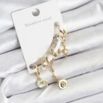 Pirinç Gold Renk Ay Model Kadın Set Küpe