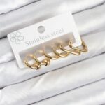 316L Çelik Gold Renk Kadın Küpe Seti