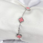 316L Çelik Gümüş Renk Pembe Baby Boy Yonca Kadın Bileklik
