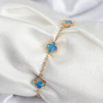 316L Çelik Gold Renk Buz Mavisi Baby Boy Yonca Kadın Bileklik