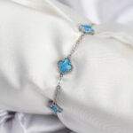 316L Çelik Gümüş Renk Buz Mavisi Baby Boy Yonca Kadın Bileklik