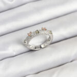 Pirinç Gümüş Renk Zirkon Taşlı Vintage Kadın Yüzük