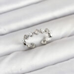 Pirinç Gümüş Renk Zirkon Taşlı İncili Kadın Yüzük