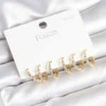 Gold Renk Burgu Halka Model 925 Ayar Gümüş Çivili Pirinç Küpe Seti