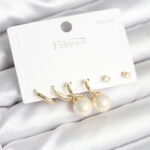 Gold Renk Pirinç 925 Ayar Gümüş Çivili Kadın Küpe Seti