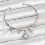 Güneş Charmlı Gümüş Renk Pirinç Kadın Bileklik