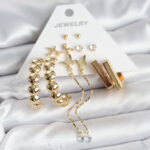 Gold Renk Pirinç 6 Çift Kadın Küpe Seti