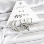 Pirinç Gümüş Renk 6 Çift Kadın Küpe Seti