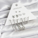 Pirinç Gümüş Renk Küpe Seti 6'lı