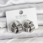 Pirinç Sarmal Gümüş Renk Kadın Küpe