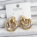 Gold Renk Halka Model Pirinç Kadın Küpe