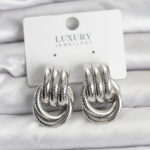 Gümüş Renk Halka Modelli Pirinç Kadın Küpe