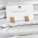 316L Çelik Gold Renk Külçe Altın Model Kadın Küpe