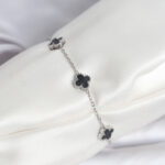 316L Çelik Gümüş Renk Siyah Baby Boy Yonca Bileklik