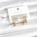 Pirinç Gold Renk Zirkon Taşlı Halka Kadın Küpe