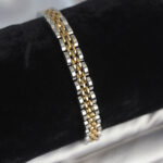 316L Çelik 7 mm Kalınlıkta Gold ve Gümüş Renkli Erkek Bileklik