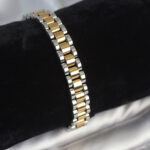 316L Çelik Gold ve Gümüş Renk 9 mm Kalınlık Erkek Bileklik