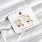 14K Gold Renk Kaplama Zirkon Taşlı CM Kadın Küpe