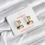 14K Gold Renk Kaplama Zirkon Taşlı Halka Model CM Kadın Küpe