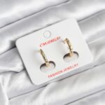 14K Gold Renk Kaplama Zirkon Taşlı Halka Model CM Kadın Küpe