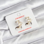 14K Gold Renk Kaplama Kutup Yıldız Zirkon Taşlı CM Kadın Küpe