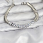 316L Çelik Gümüş Renk Kare Zirkon Taşlı Yılan Zincirli Kadın Bileklik