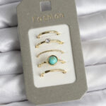 Pirinç Gold Renk 5'li Yüzük Seti