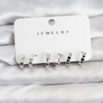 Gümüş Renk Pirinç Minimal Kalp Detaylı Kadın Küpe Seti