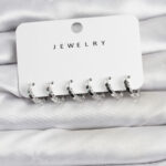 Gümüş Renk Pirinç Minimal Petek Detaylı Kadın Küpe Seti