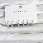 Pirinç Gümüş Renk Zirkon Taşlı Kadın Küpe Seti