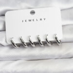 Gümüş Renk Pirinç Halka Kadın Küpe Seti