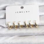 Gold Renk Pirinç Halka Kadın Küpe Seti