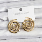 316L Çelik Gold Renk Sarmal Model Kadın Küpe