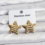 316L Çelik Gold Renk Yıldız Model Kadın Küpe