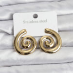 316L Çelik Gold Renk Sarmal Modelli Kadın Küpe