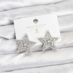 Gümüş Renk Pirinç Zirkon Taşlı Yıldız Model Kadın Küpe