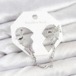 Pirinç Gümüş Renk Kelebek Model Zincir Bağlantılı Ear Cuff Küpe Seti