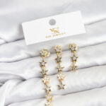 Pirinç Gold Renk Yıldız Model YSX Trio Küpe Seti