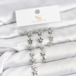 Pirinç Gümüş Renk Yıldız Model YSX Trio Küpe Seti