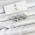 Pirinç Gümüş Renk Zirkon Taşlı Halka Yılan Model YSX Trio Küpe Seti