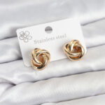 316L Çelik Gold Renk Sarmal Model Kadın Küpe